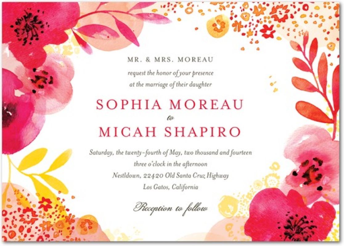  Invitatii de nunta formale in rosu si alb decorate cu flori
