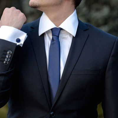 Set bleumarin cravata slim si butoni by SelfEvents