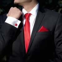 Set rosu cravata, batista si butoni camasa by SelfEvents