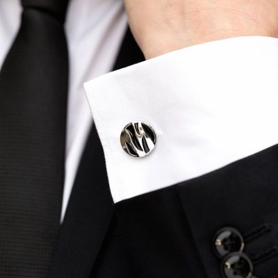 Set butoni camasa si ac cravata cu model negru