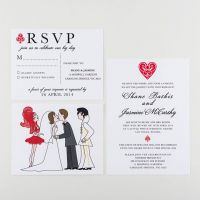 Invitatii de nunta cu ilustratii romantice pentru 2016